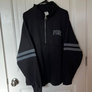 NEW VS PINK WOMENS FLEECE OVERSIZED QUARTER ZIP SWEATSHIRT SIZE XL
